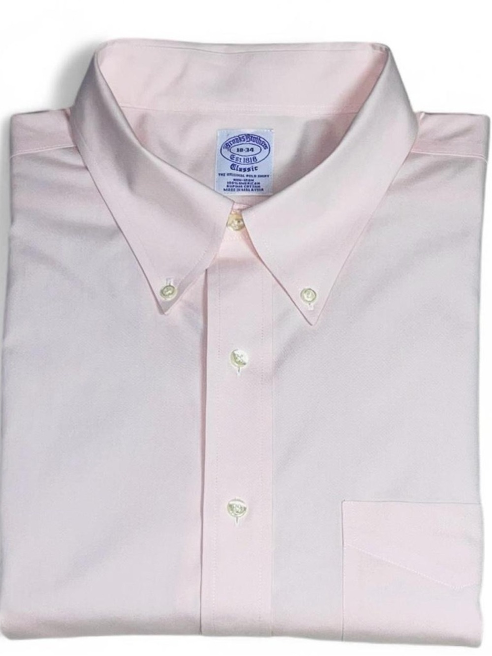 NWOT! Brooks Brothers 1818 Non-Iron Supima Pink Dress Shirt Men’s Size XXL 18-34